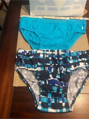 Men's U.S. polo Briefs Pack - Turquoise Solid & Navy Geometric .27-.02